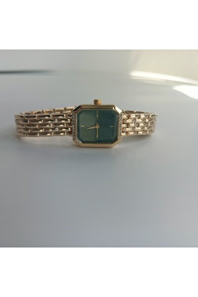 COLESİUM Gold Kadın Kol Saati, Dikdörtgen Kasa Saat, Yeşil Kadın Saati
