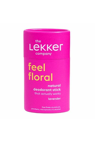 LEKKER Deodorant stick Lekker, vegan, aluminum-free, Feel Floral Lavender 40g (Zero Plastic)