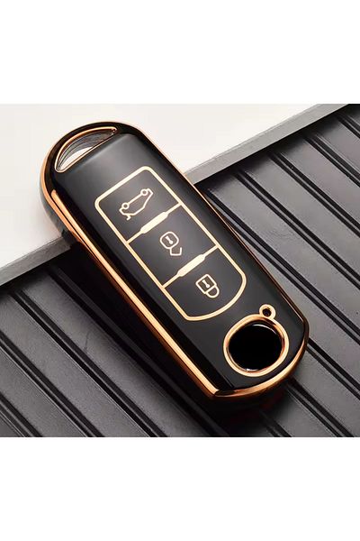 emii auto spare parts For Mazda 2 3 6 Atenza Axela Demio Cx-5 Cx5 Cx-3 Cx7 Cx-9 Key Case Cover Black/Gold with 3 Keys