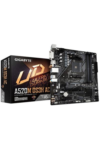 Gigabyte Placa de Baza A520M DS3H AC AM4, 4x DDR4, 1x PCIE 3.0 x16 2x PCIE 3.0 x1, 1x M.2, 4x S