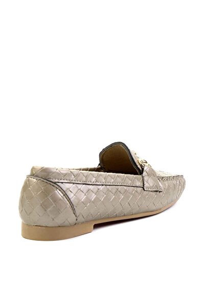 Bambi Nové zlaté dámské mokasínové boty K01542030710