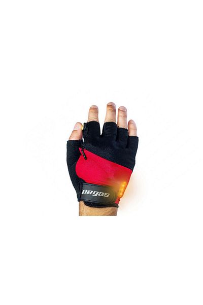 Pegas F21-ST2 LED signal gloves, 3xLED, 2xCR2032 batteries, 30 hours battery life, Size L, Red