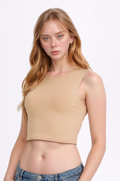 Loule Γυναικεία Ρούχα Βαμβακερά & Elastan Αμάνικο Crew Neck Crop LL.01.ILK.109