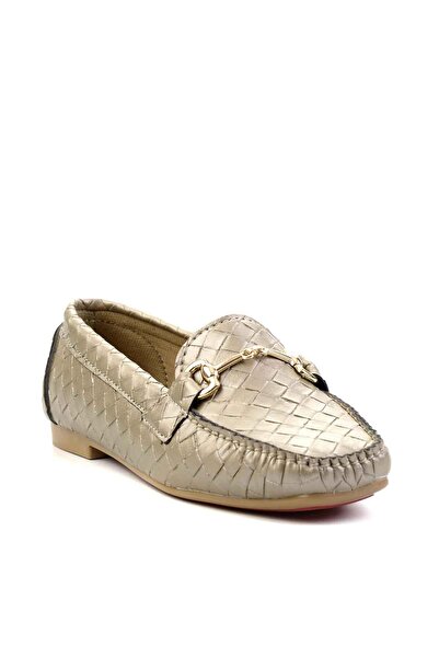 Bambi Nové zlaté dámské mokasínové boty K01542030710