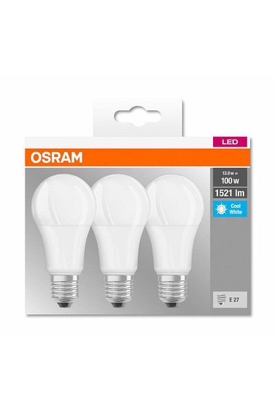 Osram 3 LED Bulbs Base Classic A, E27, 13W (100W), 1521 lm, neutral light (4000K)