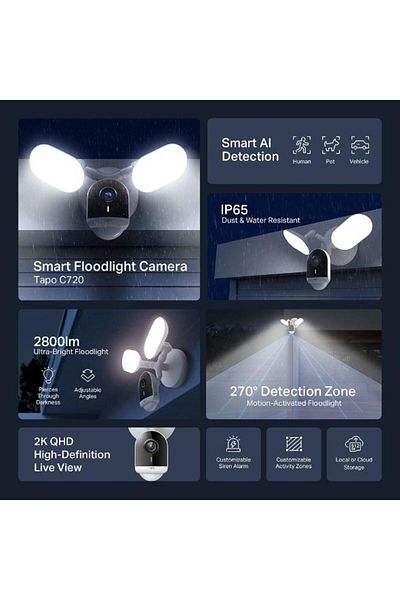 TP-LINK TAPO C720 projector surveillance camera, Starlight CMOS image sensor with scanning