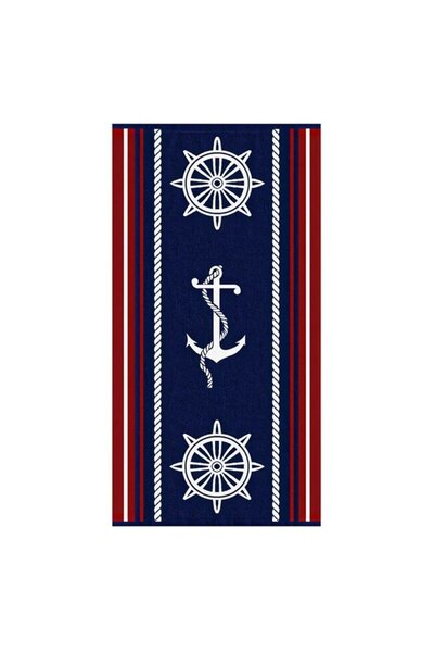 BREZIUM Beach Towel Made of Cotton, Perfect for Sea and Pool, Navy Blue, 150x75 cm, BREZIUM
