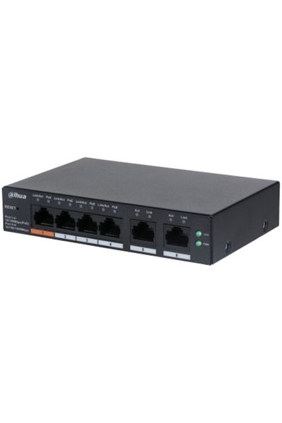 DAHUA 6 port Managed Desktop switch, CS4006-4ET-60, Interfata: Port 1-4: 4 × RJ-45 10/100 Mbps