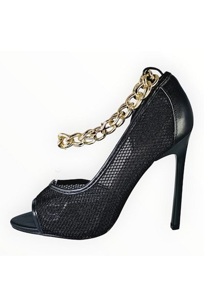 ASOS Pantofi cu Toc Inalt D'Orsay ASOS Mesh Negru Piele Ecologica - Marimea 37 EU