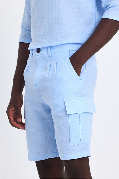 İLKCET MODA Ανδρικό σορτς Cargo Pocket Muslin Linen
