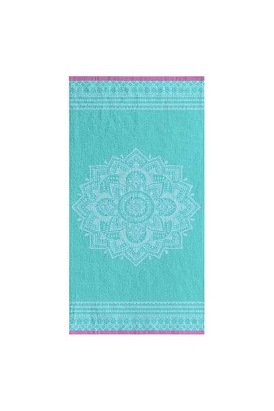 BREZIUM Beach towel made of cotton, ideal for sea and pool, Turquoise, 150x75 cm, BREZIUM