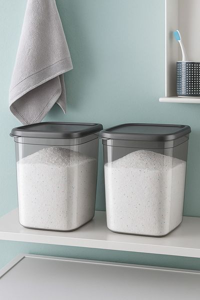 Poomy 2000 ml Detergent Container Detergent Storage Container Set of 2 Anthracite