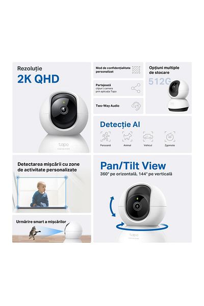 TP-LINK TAPO C220 indoor WI-FI surveillance camera with Pan/Tilt function and AI Detection