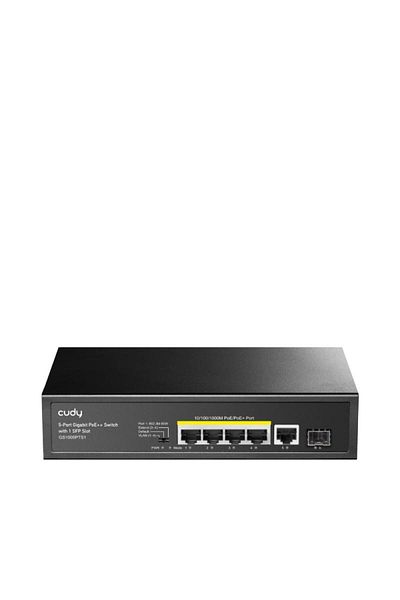 cudy 5-Port 10/100/1000M PoE+ Switch 120W, 4-Port 10/100/1000M PoE+ ports, 60 watts for port #1