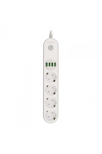 SERIOUX Extension cord with Serioux protection, 4 schuko sockets, input 100-240V, 50- 60Hz, output (Total): 250