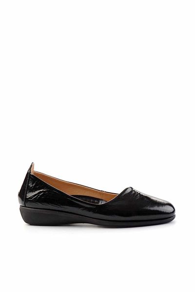 Bambi Black Crinkle Patent Leather Genuine Leather Women's Casual Shoes K 01456222308