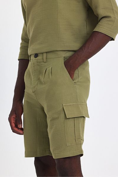 İLKCET MODA Ανδρικό σορτς Cargo Pocket Muslin Linen