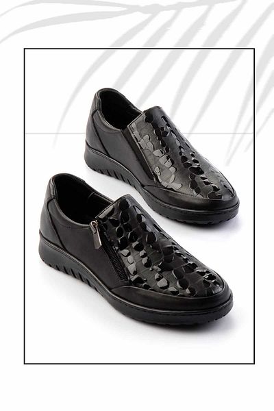 Bambi Schwarz Schwarz Leder Damen Freizeitschuhe K01331057003