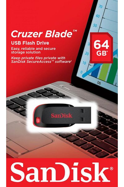 SanDisk Memorie USB Flash Drive Cruzer Blade, 64 GB, USB 2.0