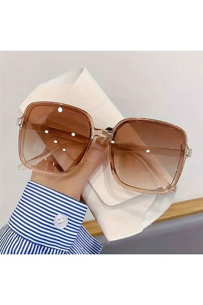 HAB TRADE Cream Transparent Unisex Large Square Sunglasses