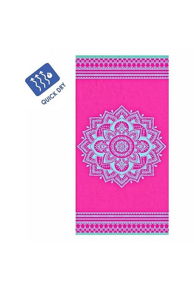 BREZIUM Beach towel made of cotton, ideal for sea and pool, Fuchsia, 150x75 cm, BREZIUM
