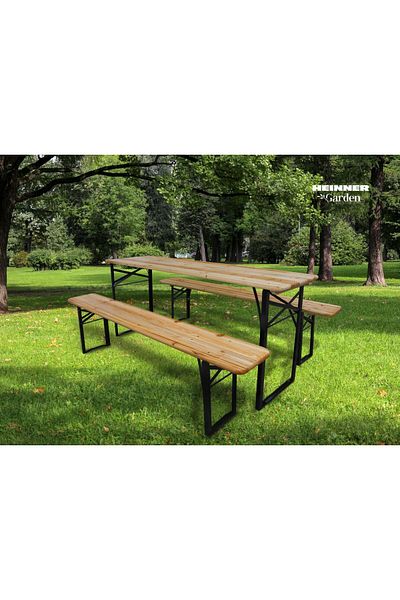 Heinner TABLE SET WITH 2 FOLDABLE WOODEN BENCHES