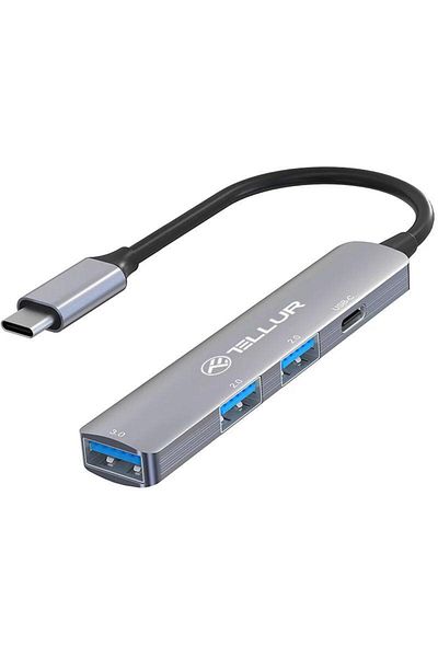TELLUR Hub USB 3.1 Tellur, 4 port: 2xUSB 2.0 + 1xUSB-C + 1xUSB 3.0, gri