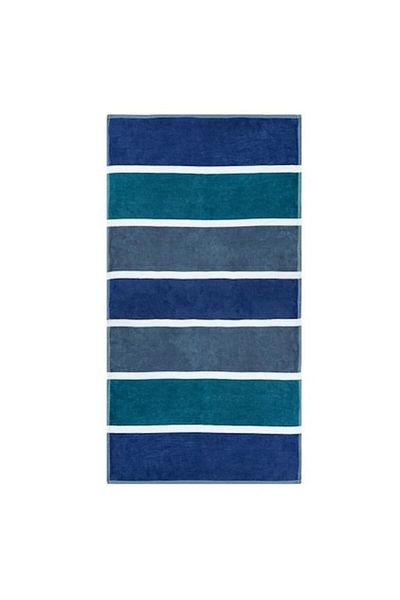 BREZIUM Beach towel made of cotton, perfect for sea and pool, Blue/White, 150x75 cm, BREZIUM