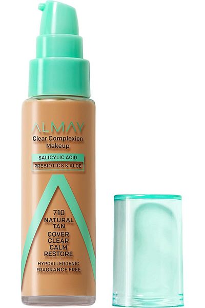 ALMAY Clear Complexion Acne Foundation Makeup with Salicylic Acid And Aloe - 710 Natural Tan, 1 fl oz