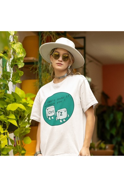 Butik bumbac 100% BĂRBAȚI/FEMEI -CTRL+Z- TRIUC CU MÂNĂ SCURTĂ CU Gât rotund, ...