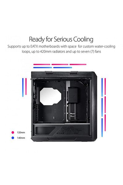 ASUS GX601 ROG STRIX HELIOS case, without power supply, Middle Tower, EATX, Black