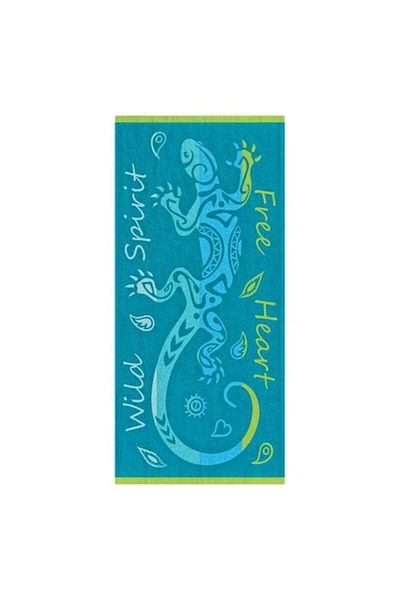 BREZIUM Beach towel made of cotton, ideal for sea and pool, Blue/Green, 150x75 cm