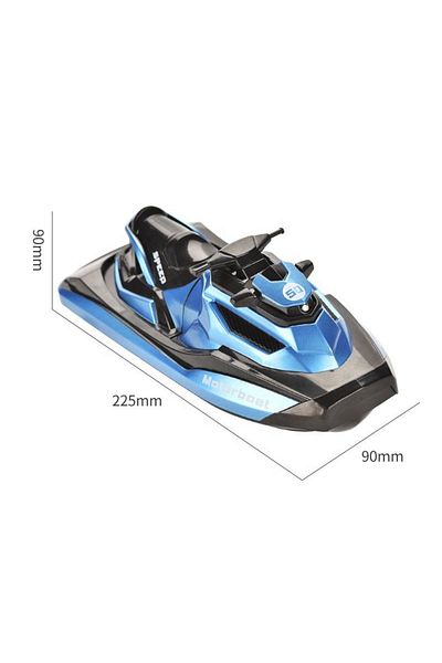 LUDIRO Remote Control Boat, Skijet, Scale 1:47, Dual Motor, Blue