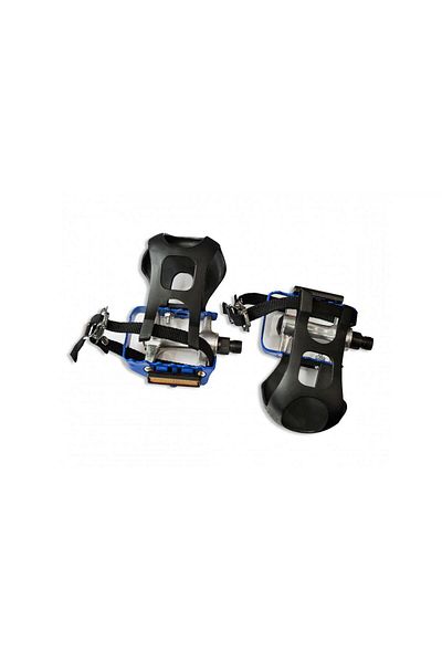 Pegas Cycling parts AL PEDALS WITH RATRAPE 869LC, SILVER/BLUE