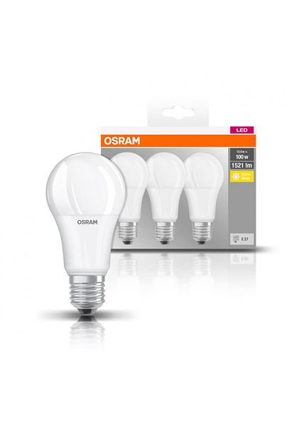 Osram 3 Becuri LED Base Classic A, E27, 13W (100W), 1521 lm ,luminacalda(2700K)