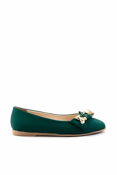 Bambi Green Fabric Women's Ballerinas K01826763004