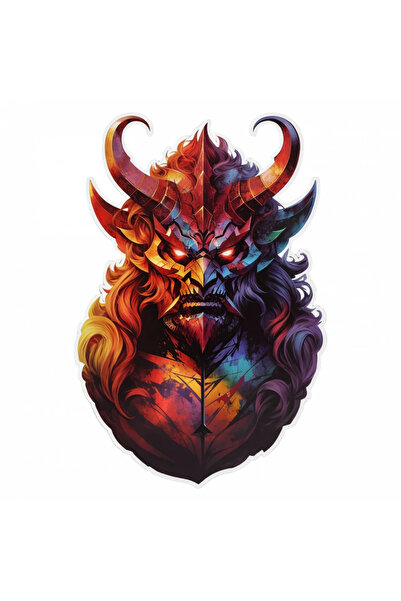 INOVATIX Set de 8 piese, autocolant Demonul Andras cu coarne, INOVATIX®. 6 cm