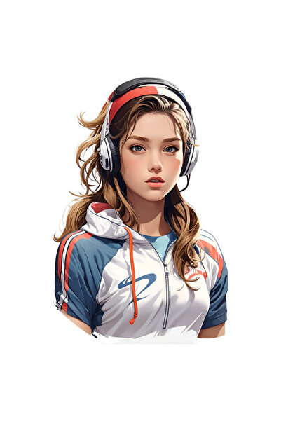 INOVATIX Σετ 8 τεμαχίων, Αυτοκόλλητο Κορίτσι με ακουστικά, INOVATIX®. 6 εκ.