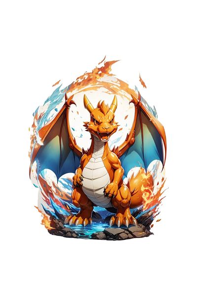 INOVATIX Set de 8 piese, autocolant Pokemon Dragon în valuri, INOVATIX®. 6 cm