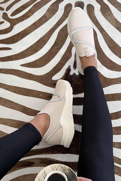 Bambi Beige Knitwear Women's Casual Shoes K01792040082