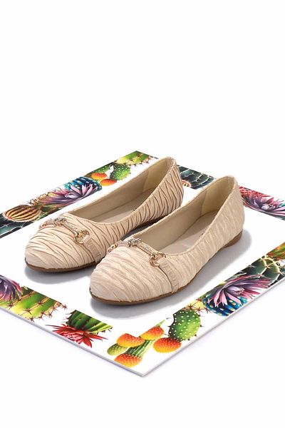 Bambi Nude Wrinkled Women's Ballerina Ballerina K01823016238
