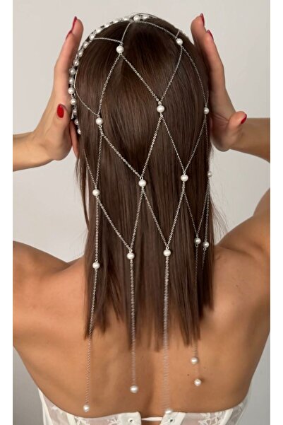 SHİNELİZE Gelin saç aksesuarı, İnci detaylı saç aksesuarı, gelin saçı