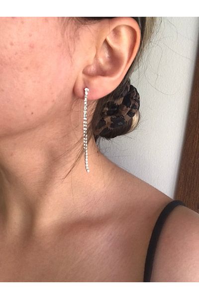 shop Waterway Thin Long Shiny Hanging Silver Color Earrings
