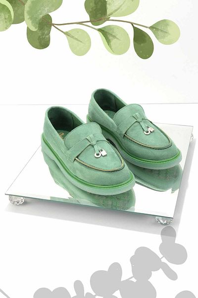 Bambi Зелени дамски мокасини K01671056202