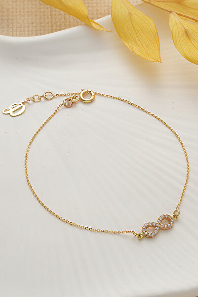 VeraDesignGold 14 Ayar Altın Sonsuzluk Baş Harfli Altın Bileklik