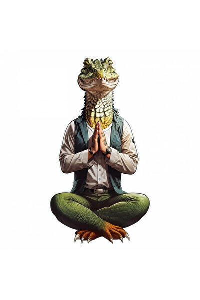 INOVATIX Set de 8 piese, autocolant crocodil făcând yoga, INOVATIX®. 6 cm