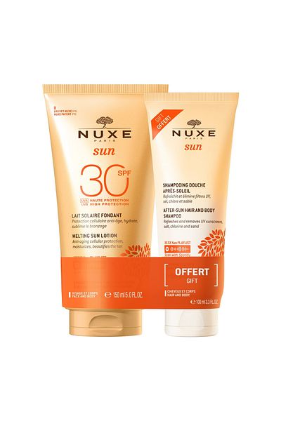 Nuxe Sun Set Spf30 Sunscreen Lotion For Face And Body, 150 ml After-sun Shampoo For 100 ml