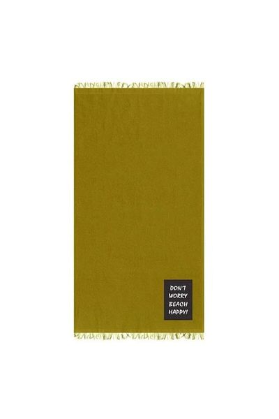 BREZIUM Beach towel made of cotton, ideal for the sea and the pool, Khaki, 90x170 cm, BREZIUM