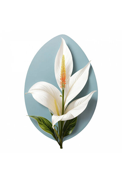 INOVATIX Set de 8 piese, autocolant Crinul Păcii înflorit, INOVATIX®. 6 cm