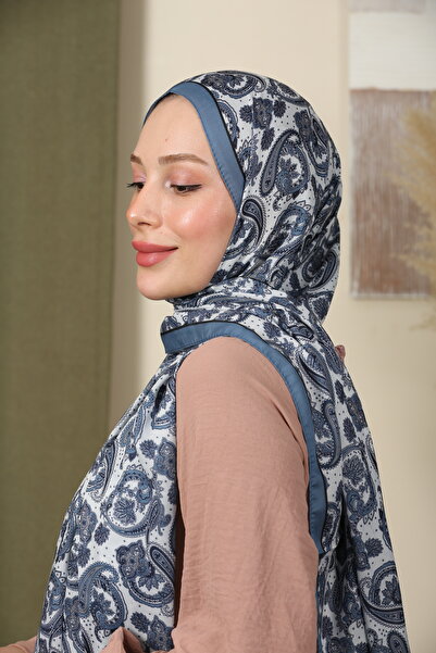 aldyoo Etnik Desenli Pamuk Viskon Trend Şal Indigo